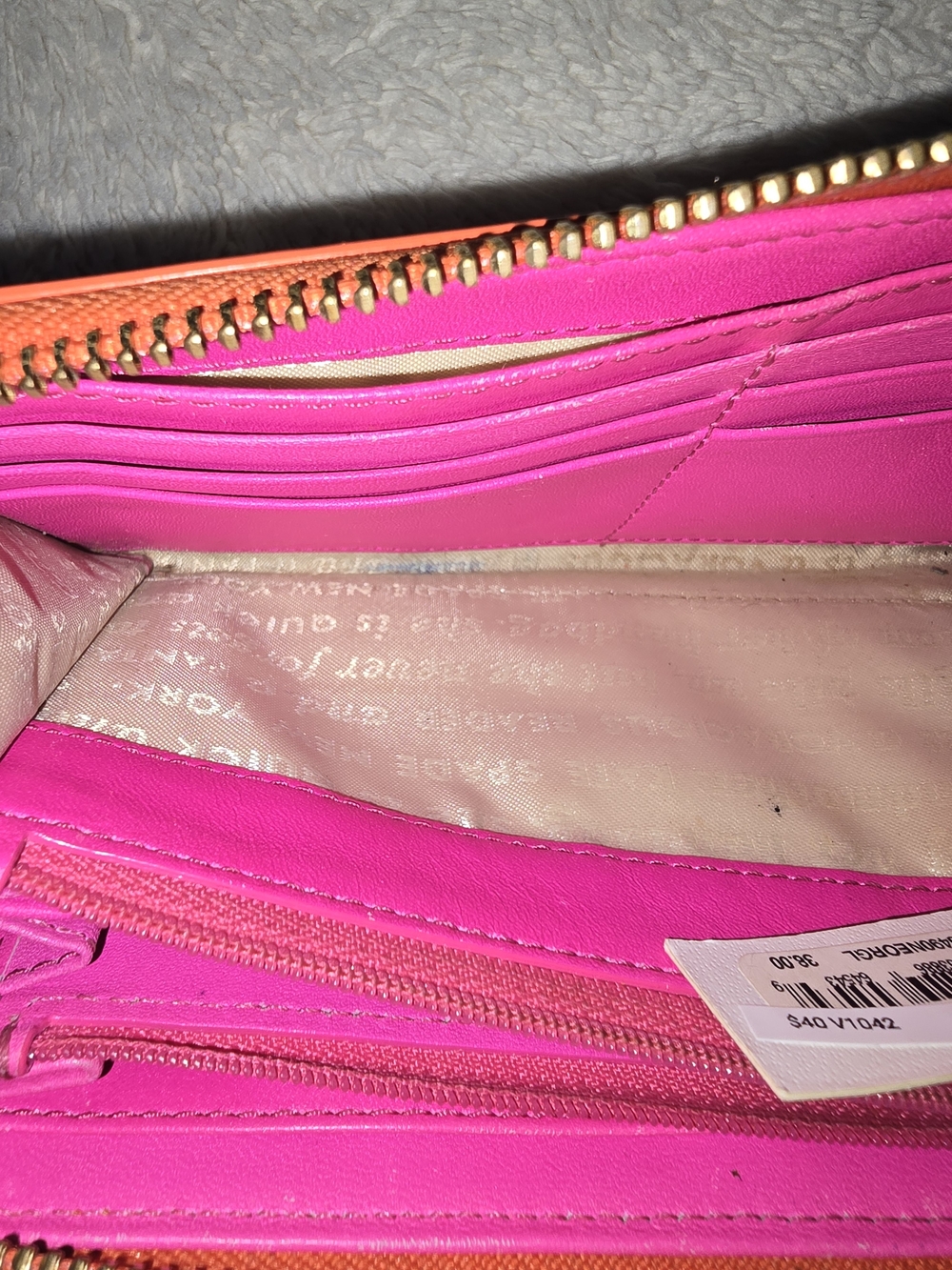Kate Spade New York Orange Zip Wallet W/ NWT BANGLE - Picture 7 of 10